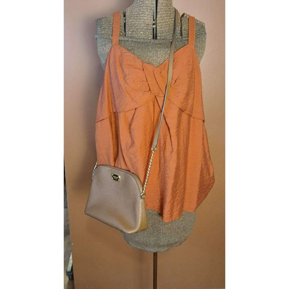 Michael Kors Brown Saffiano Leather Dome Crossbody Bag Gold Hardware P7